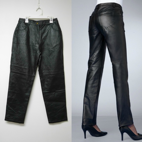 Metrostyle Black Leather Pants Size 8p 